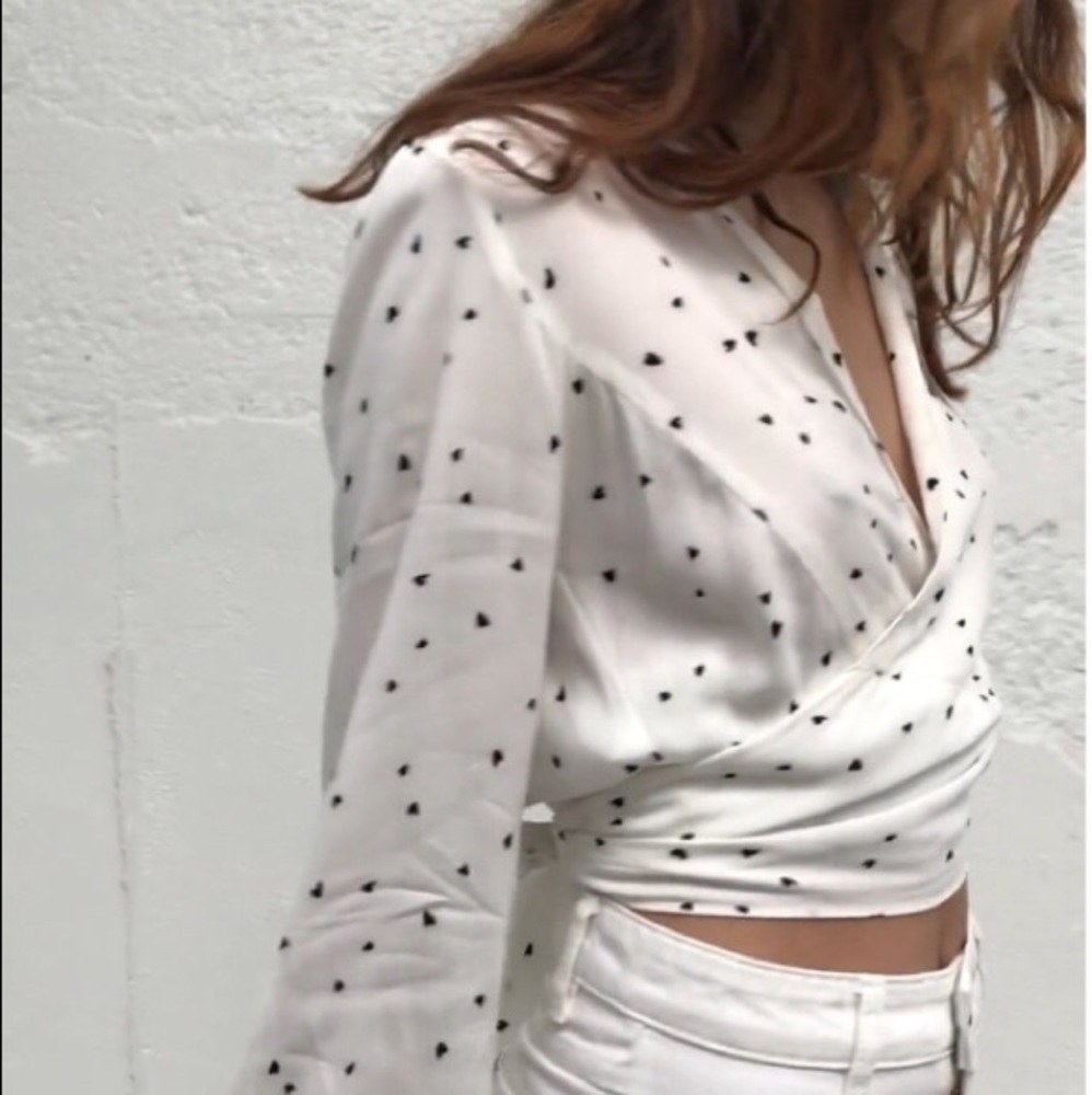 Rolla’s heart print wrap blouse